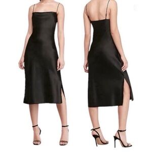 Express Black Midi Dress with Spaghetti Straps